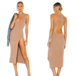 Michael Costello x REVOLVE Variegated Rib Bodycon Midi Dress In Taupe XL‌‌
